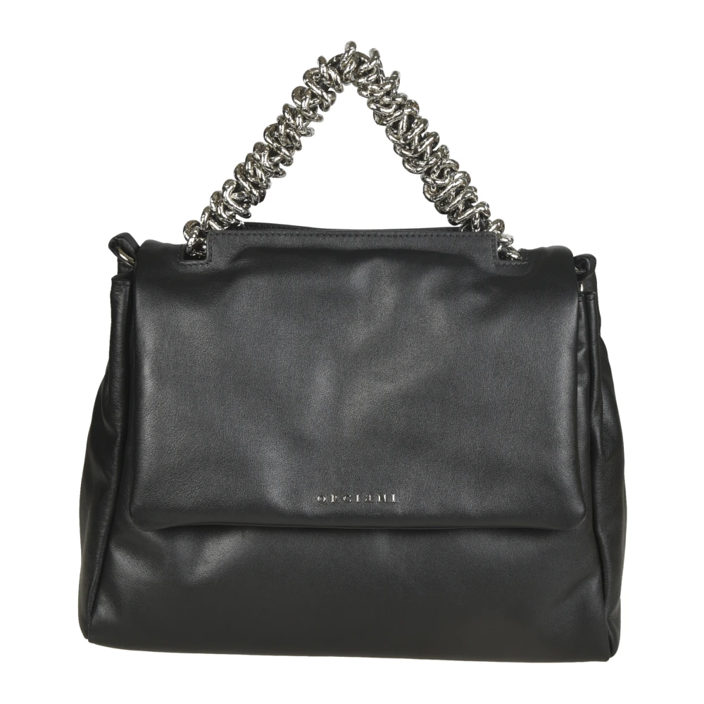 Orciani Zwarte Leren Tassen Collectie Black Dames