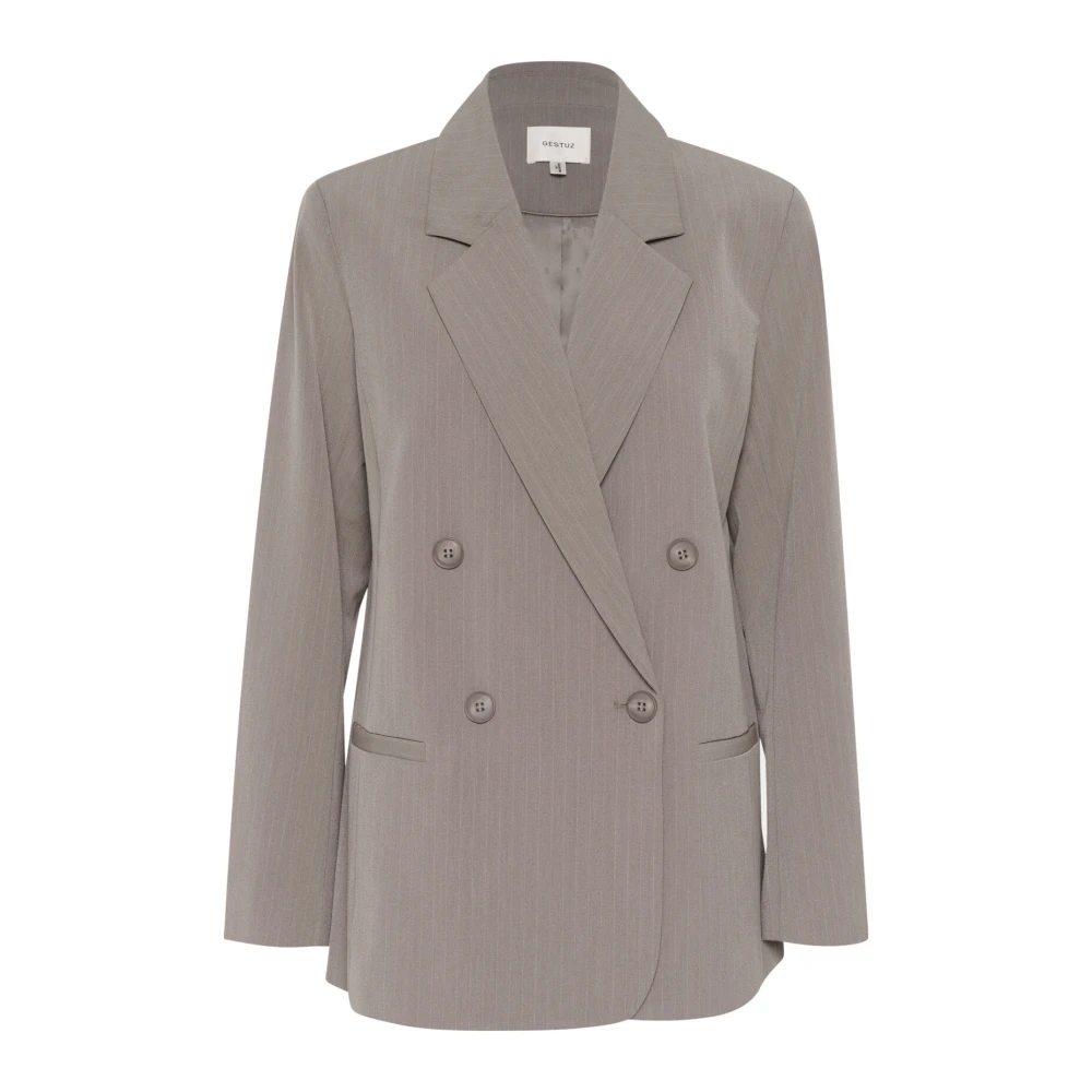 Gestuz Pinstripe Blazer Jas Rock Ridge Gray Dames