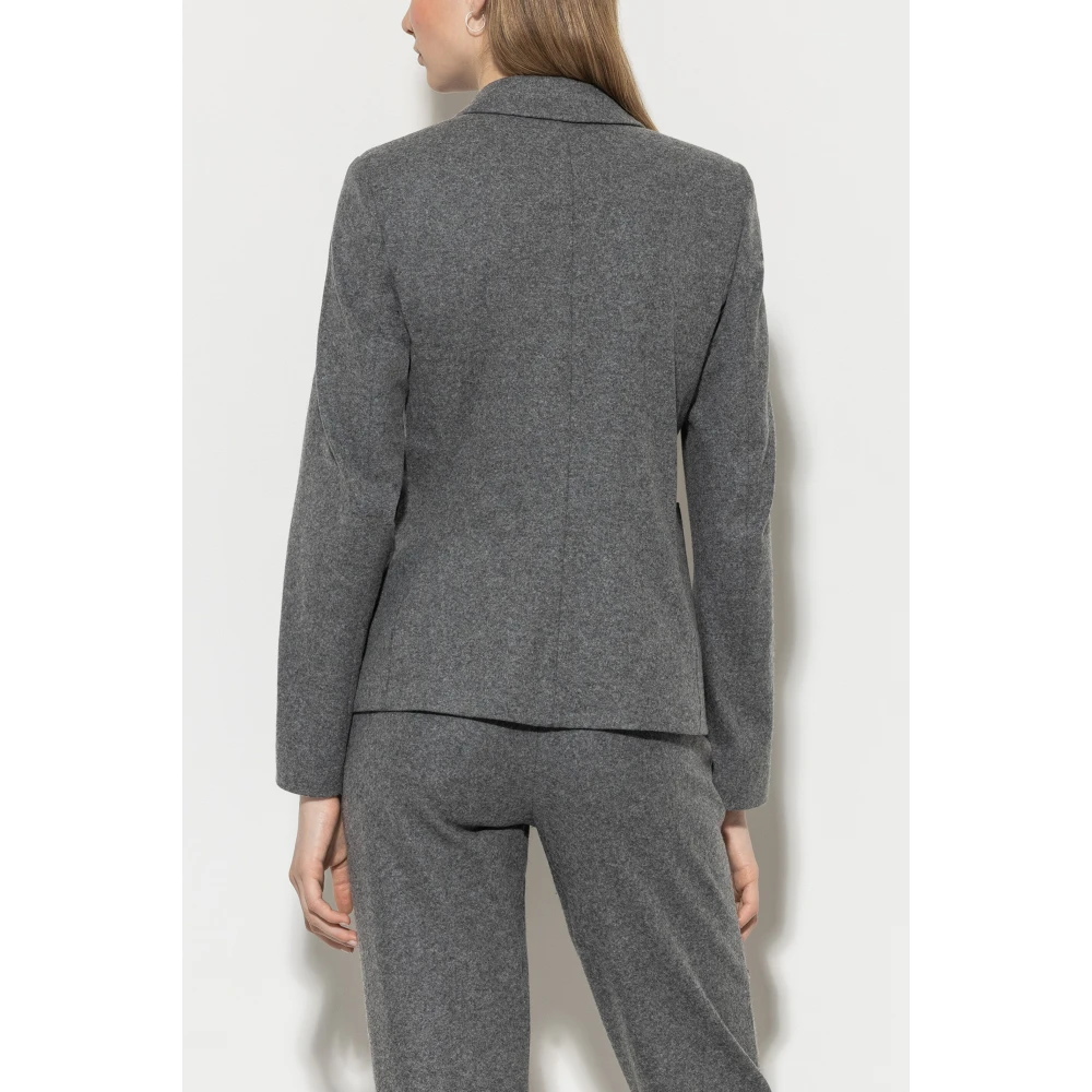 LUISA CERANO Slim Fit Wool Flannel Jersey Blazer Gray Dames