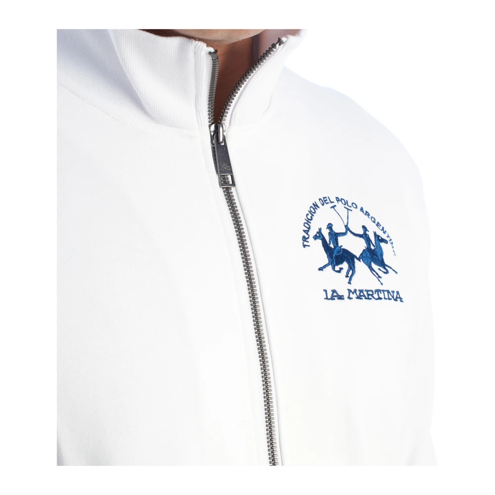 LA MARTINA Sweatshirt met rits en geborduurde details White Heren
