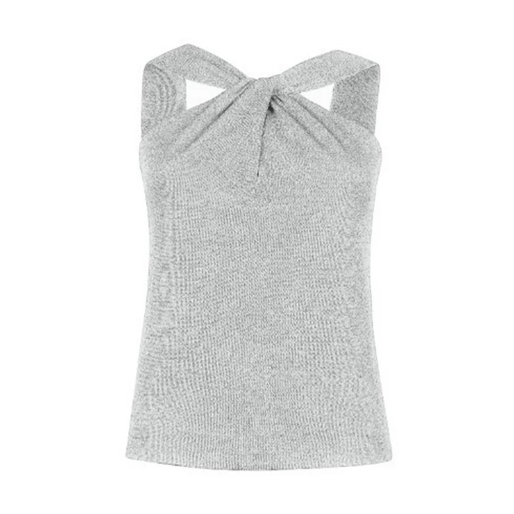 D.exterior Women's Gray Sleeveless Tops, L, Polyester Tank Tops, Style 60217