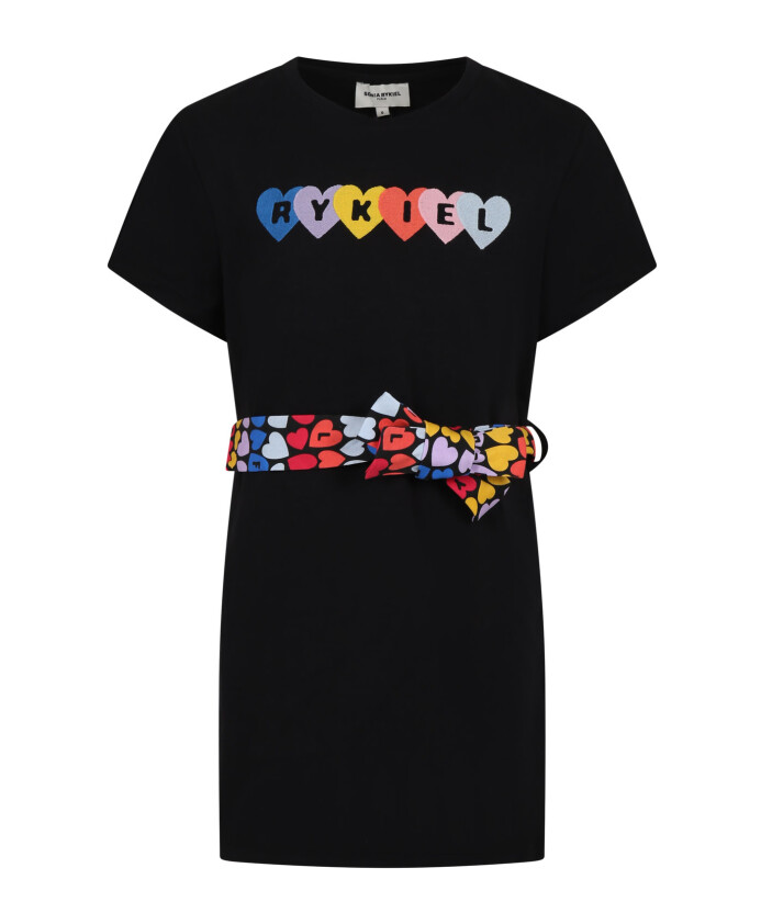 robe-casual-noire-avec-ceinture-multicolore