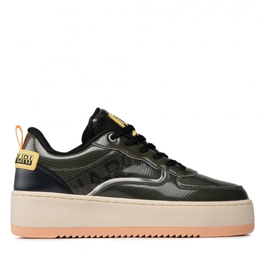 Napapijri Groene River Sneaker met Zilveren Details Dames Schoenen