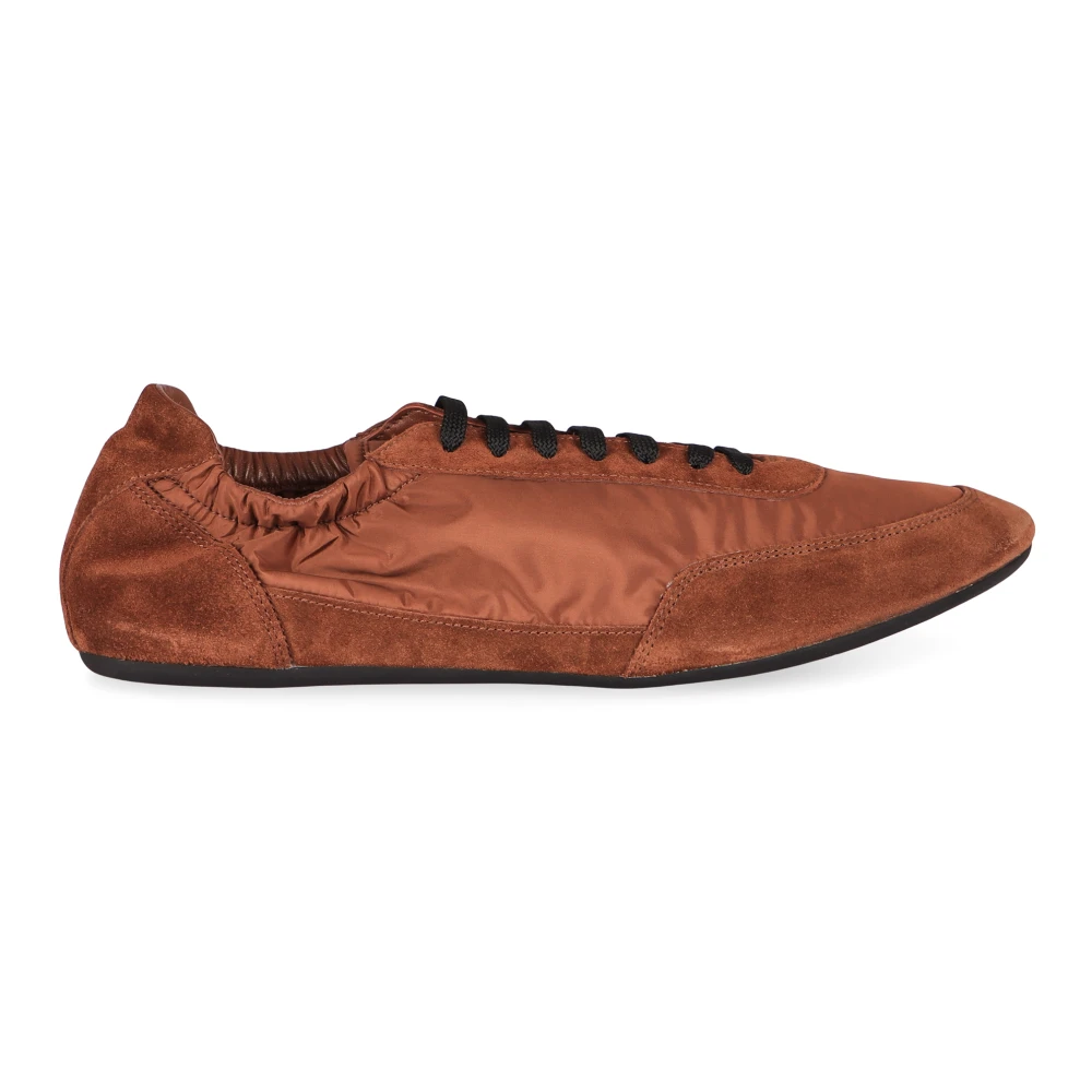 Prada Lage sneakers met suède inzetstukken Heren Schoenen Bruin