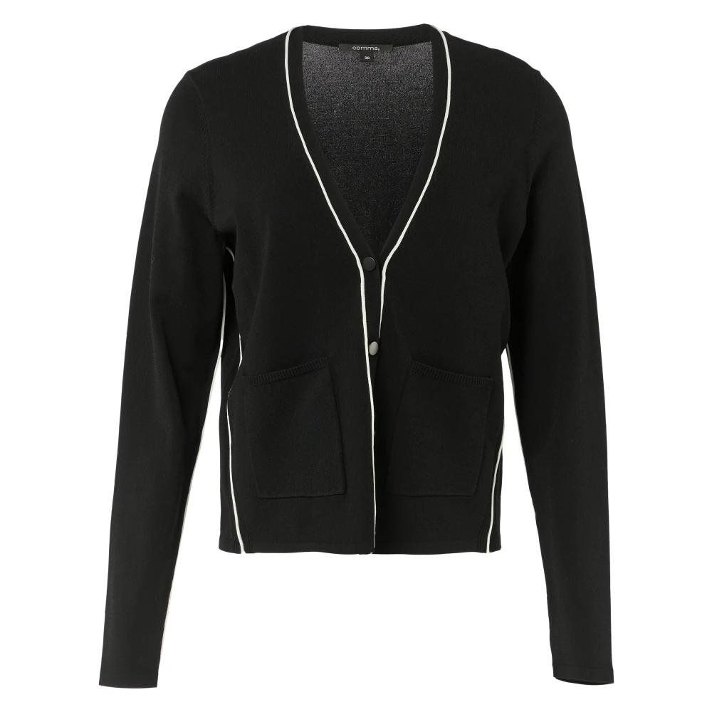 Comma Cardigan met opgestikte zakken Black Dames