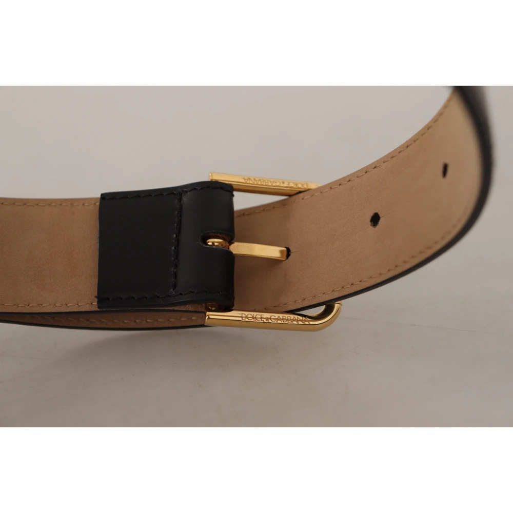 Dolce & Gabbana Zwart Leren Goudkleurige Taille Riem Black Dames