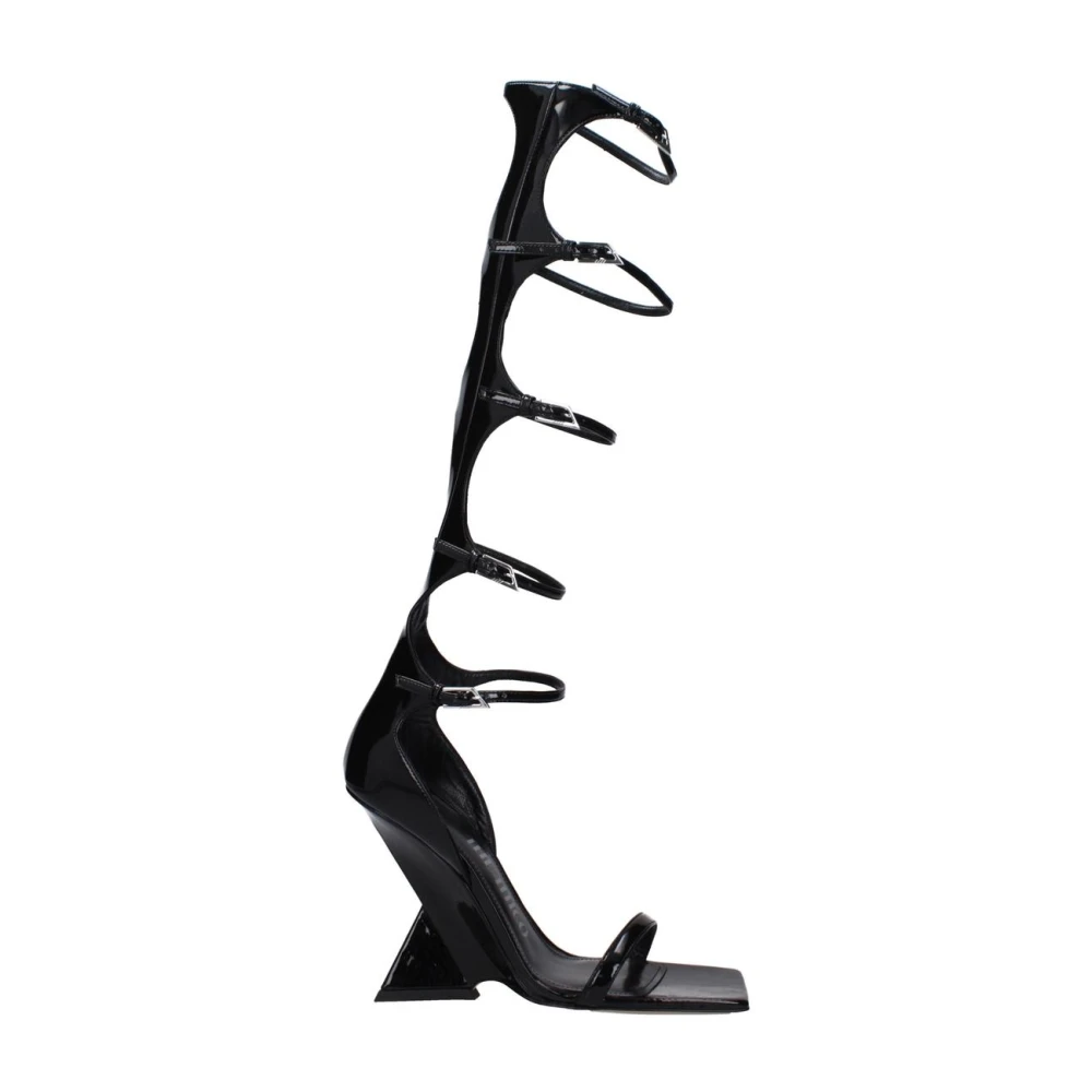 The Attico Women's Black Leather Stiletto Heel Sandals