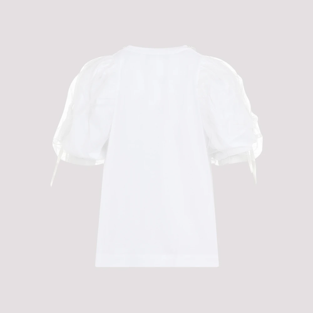Simone Rocha Kralen Tule Overlay T-Shirt in Wit Parel White Dames