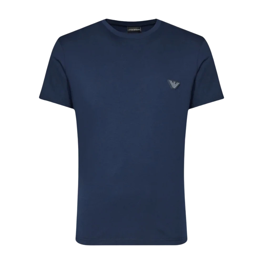 Emporio Armani Katoenen T-shirt met Adelaar Logo Blue Heren