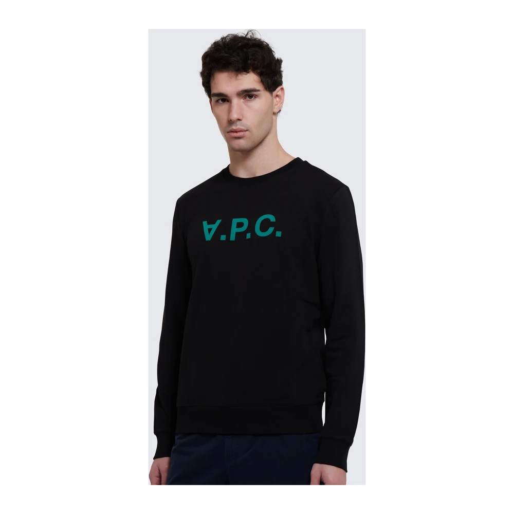 A.p.c. Katoenen sweatshirt met ronde hals en contrasterend logo Black Heren