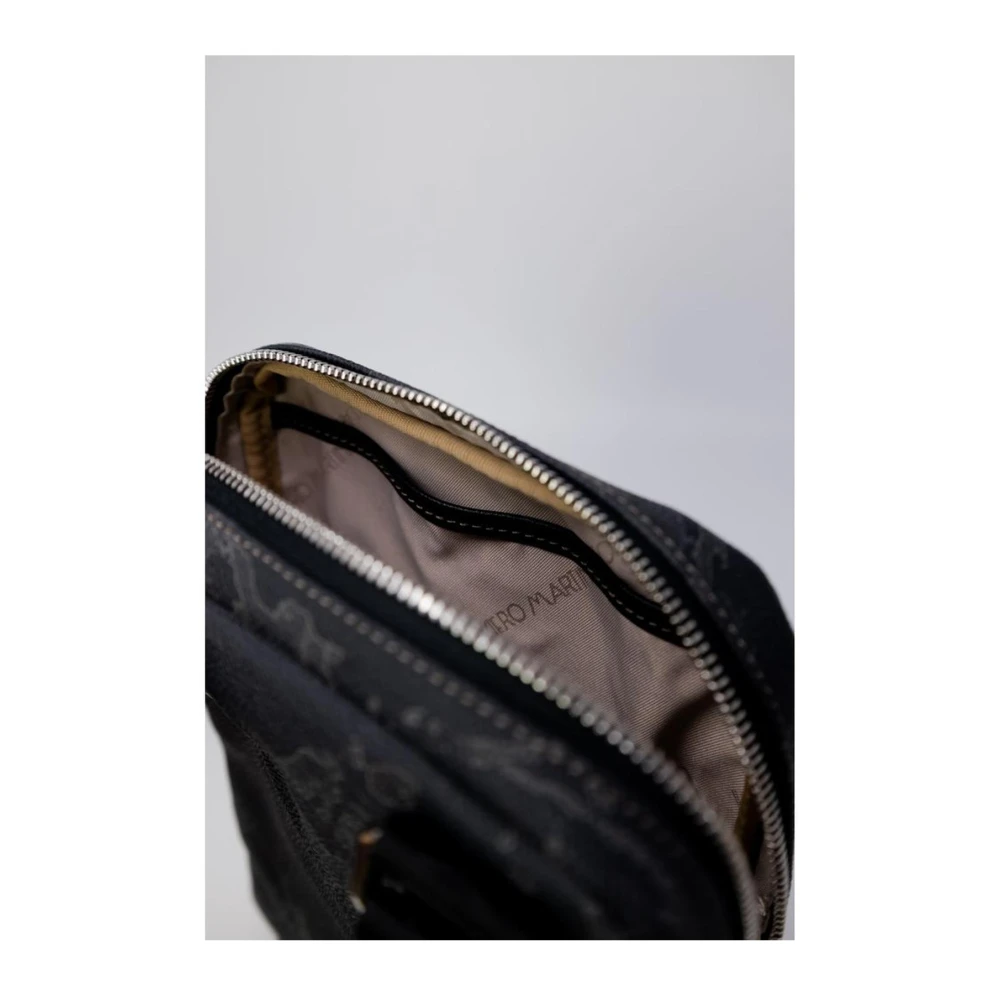 Alviero Martini 1a Classe Elegante leren en PVC schoudertas Black Heren
