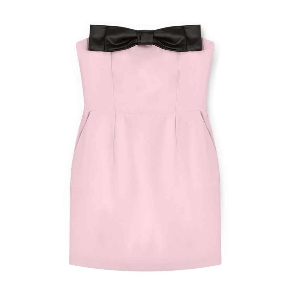 Motivi Korte Crepe Bustier Jurk met Maxi Strik Pink Dames
