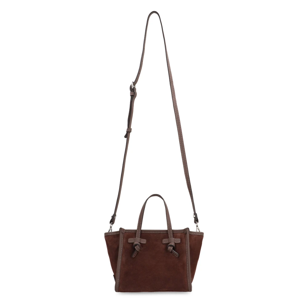 Gianni Chiarini Suède handtas met leren handvatten Brown Dames