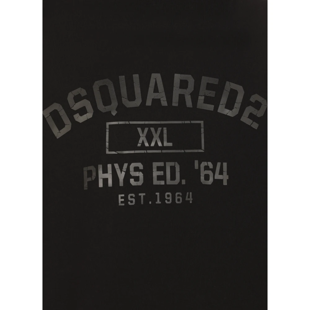 Dsquared2 Zwarte Katoenen T-shirt met Rubberen Logo Black Heren
