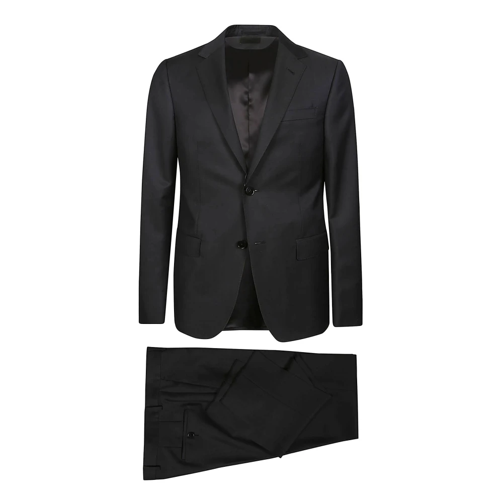 Z Zegna Single Breasted Suits Black Heren