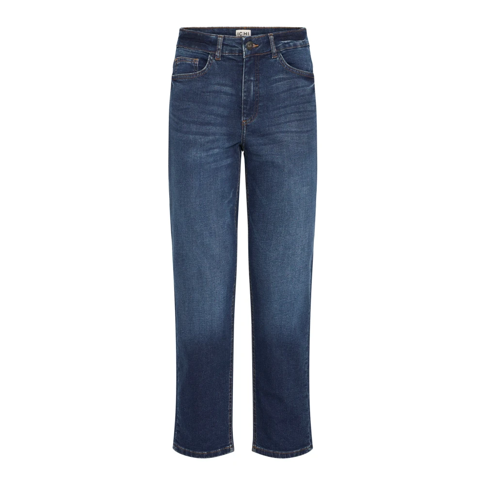 Ichi Women's Blue Straight Fit Jeans, W31, Dark Cropped Jeans Straight Leg