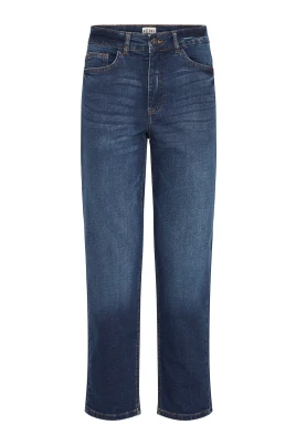 Mörkblå Cropped Jeans Straight Leg
