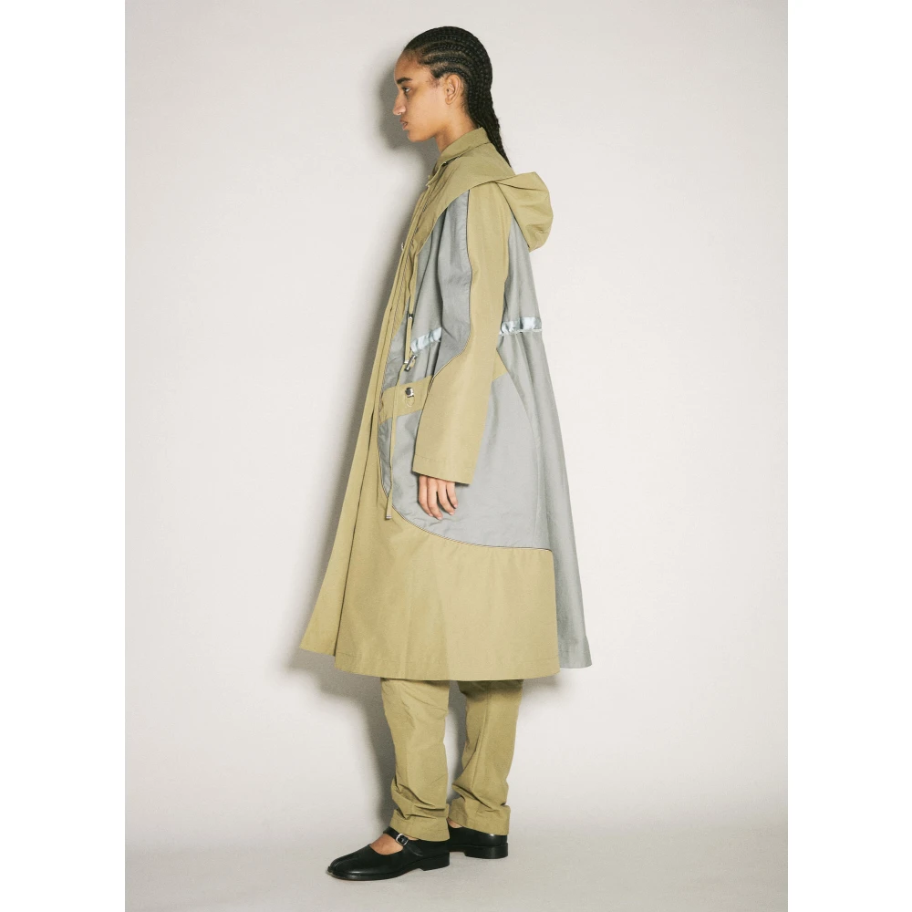 Kiko Kostadinov Contrastpanel Hooded Trenchcoat Green Dames