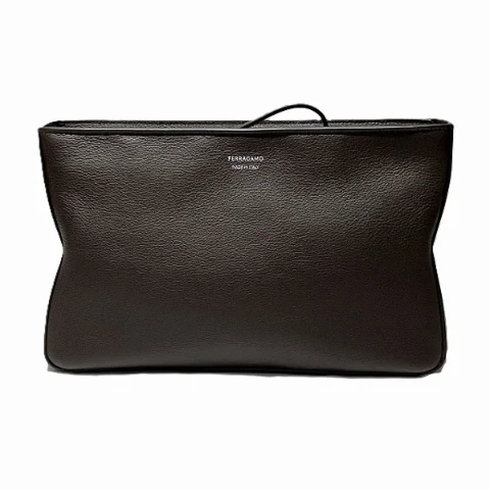 Salvatore Ferragamo Pre-owned Leather clutches Brown Dames
