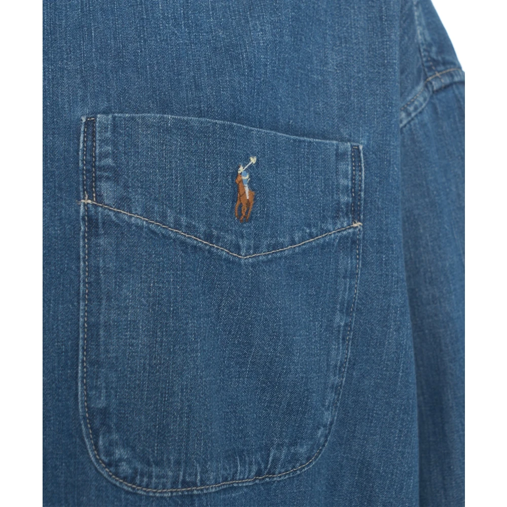 Polo Ralph Lauren Blauwe Oversize Denim Shirt Jas Blue Dames