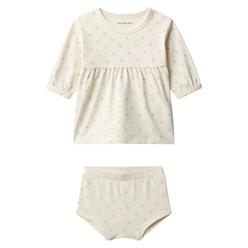 Calvin Klein Girls Beige Aop Dress - Kids Sets - 12 M - Kids