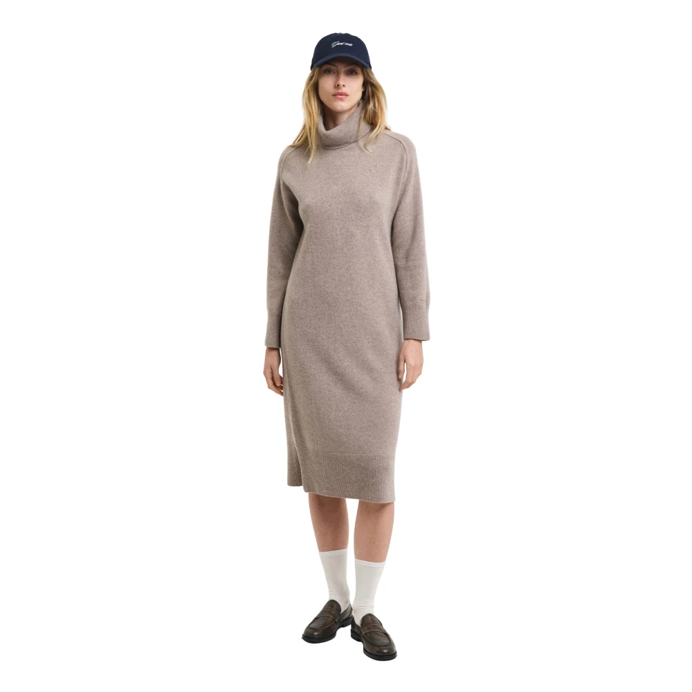 Gant Herringbone Rollneck Jurk Gray Dames