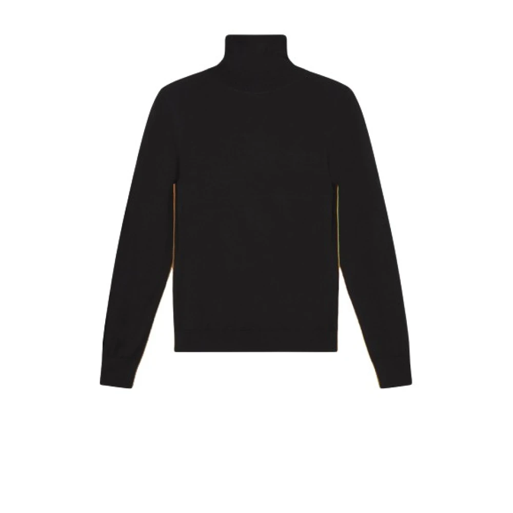 PS By Paul Smith Luxe Wol-Zijde Coltrui met Signature Streep Detail Black Dames