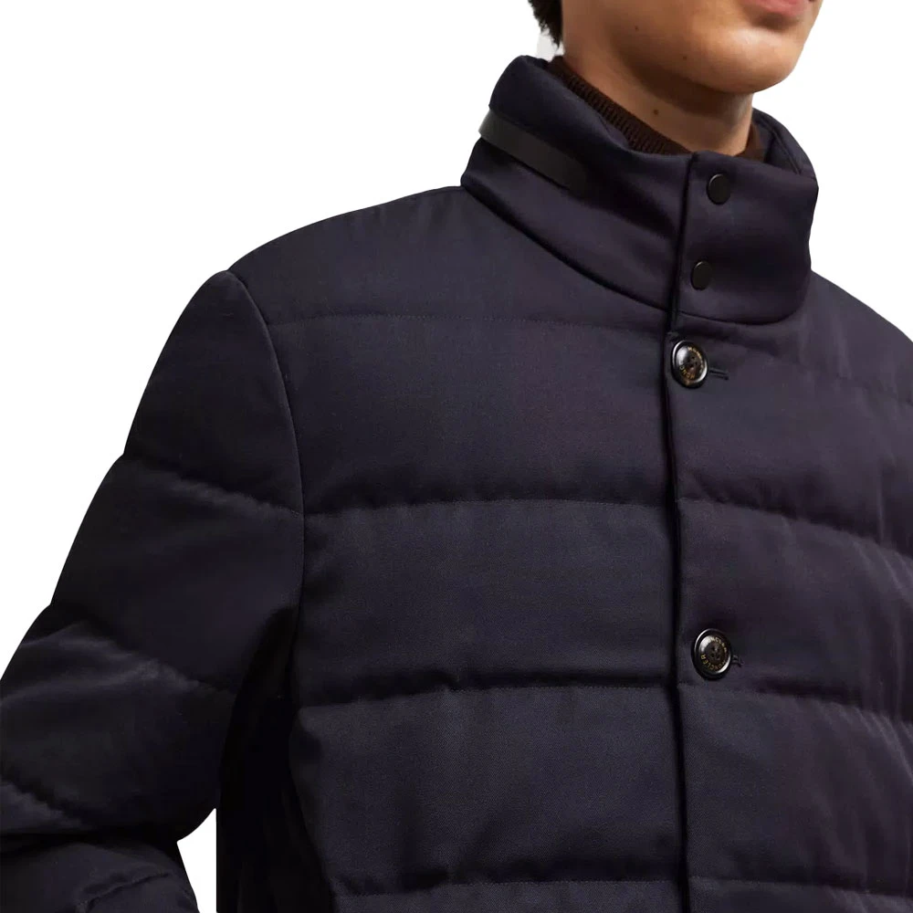 Moncler Stijlvolle wollen jas met verborgen capuchon Blue Heren