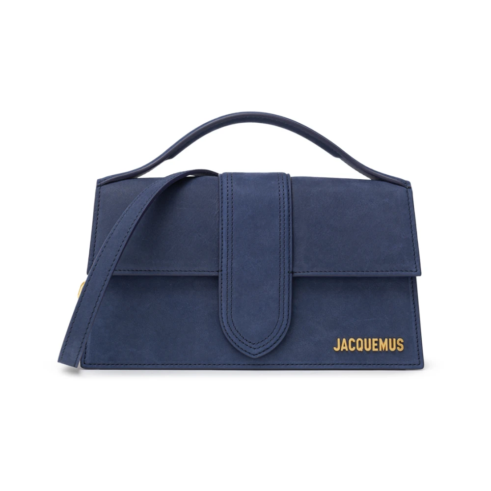 Jacquemus Marineblauwe Suède Tas met Gouden Logo Blue Dames