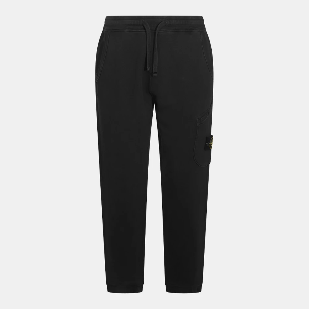 Stone Island Zwarte Katoenen Elastische Taille Broek Black Heren