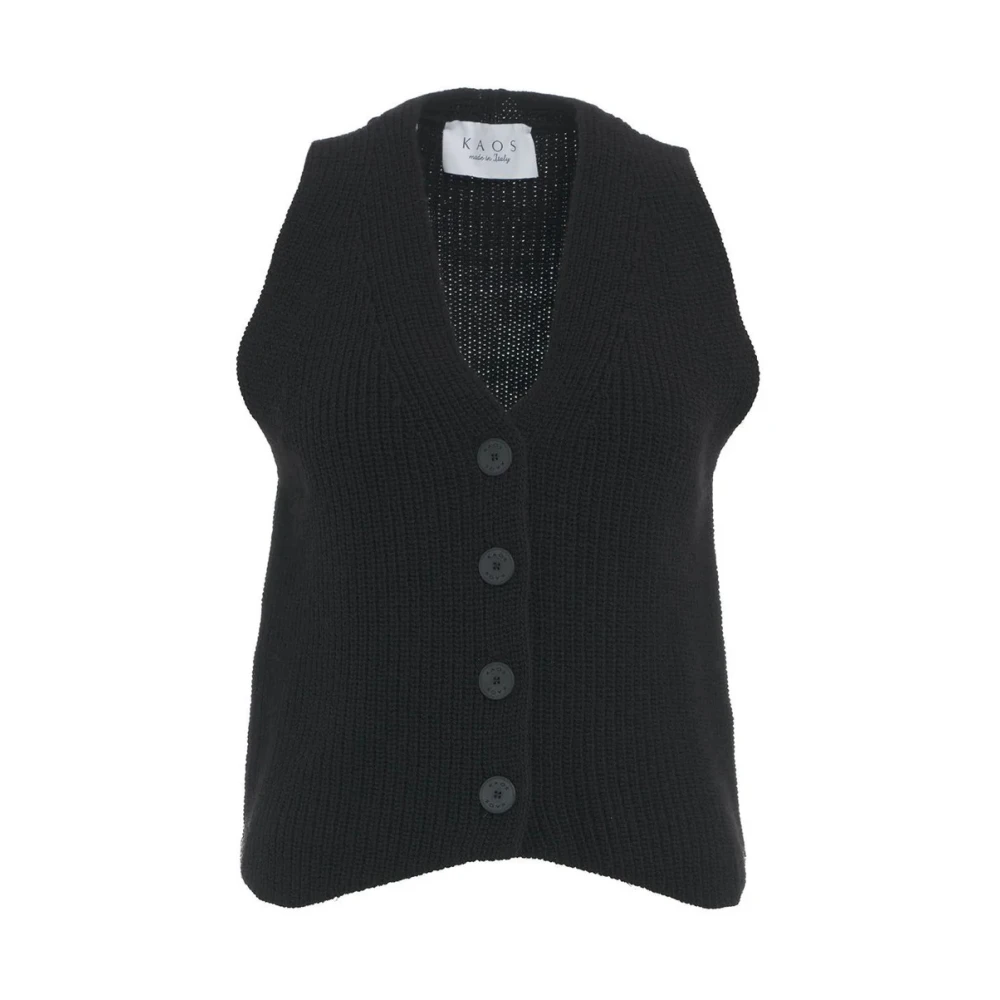Kaos Gebreid Gilet Art. Qi1Fp009 Black Dames