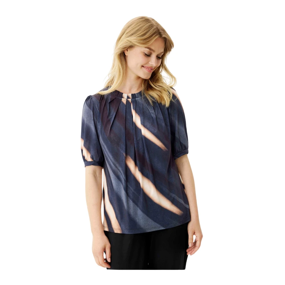 IN Front Blauwe Grazia Blouse met Pofmouwen Multicolor Dames