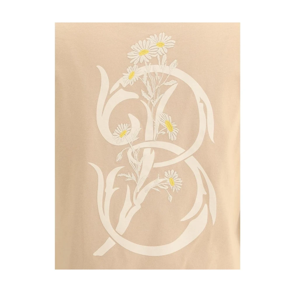 Burberry Bloemenlogo Crew Neck T-shirt Beige Dames