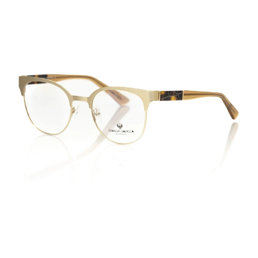 Frankie Morello Gouden Clubmaster Brilmontuur met Geometrisch Patroon Yellow Unisex