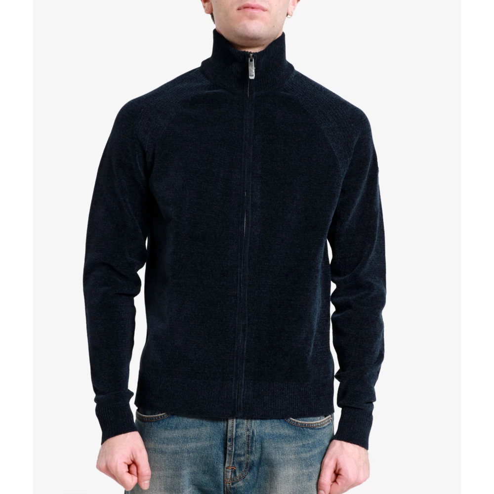 RRD Chenille Turtleneck Trui met Ritssluiting Blue Heren