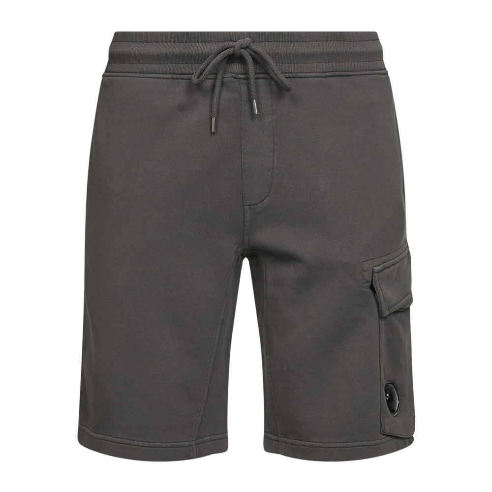 C.p. Company Men's Gray Cotton Diagonal Fleece Cargo Shorts - Casual Shorts - S - Shorts