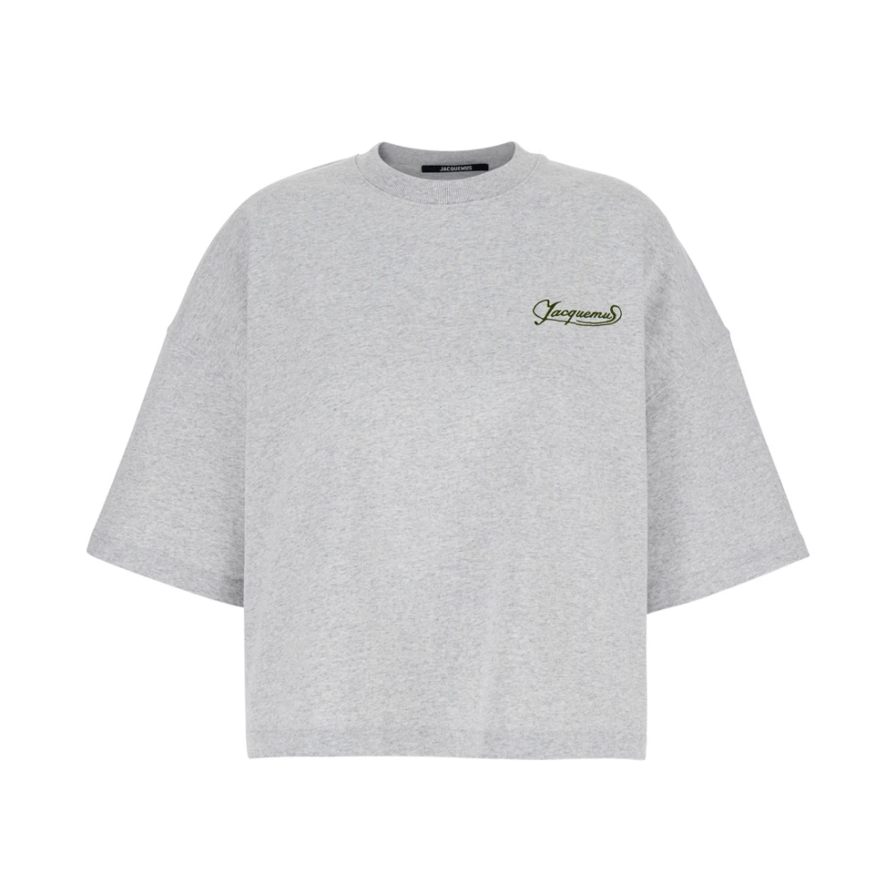 Jacquemus Logo Lettering Grijs T-shirt Vrouw Gray Dames