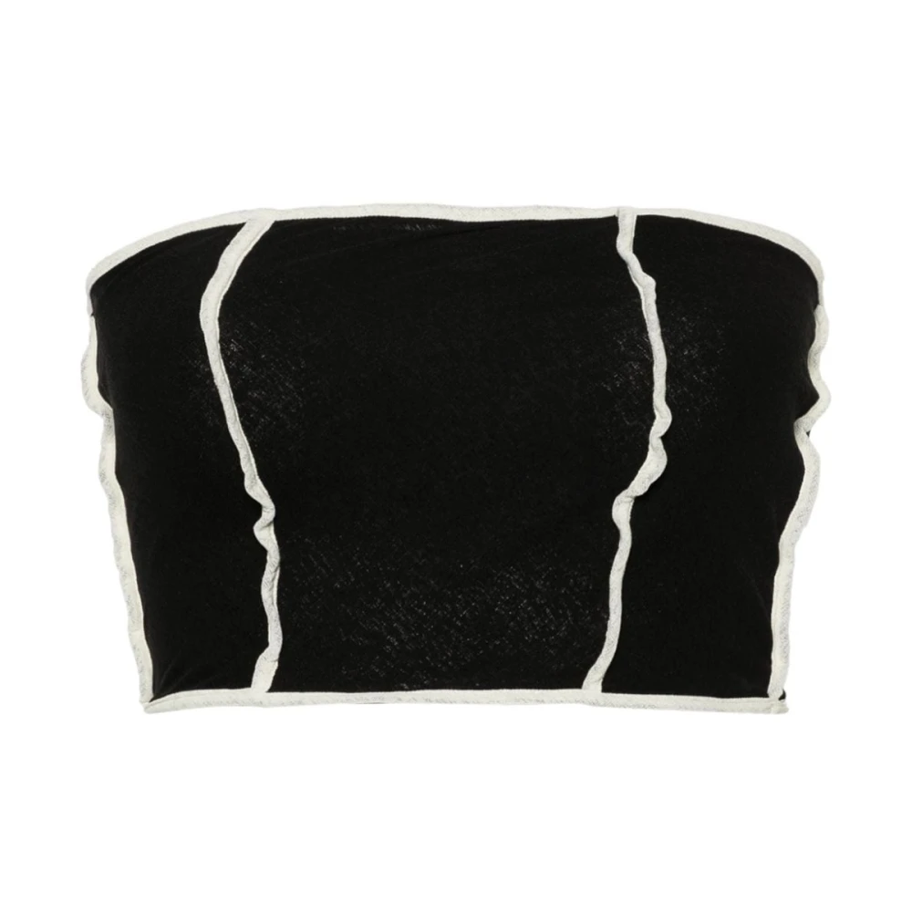 Nanushka Zwarte Polyester Strapless Crop Top Black Dames