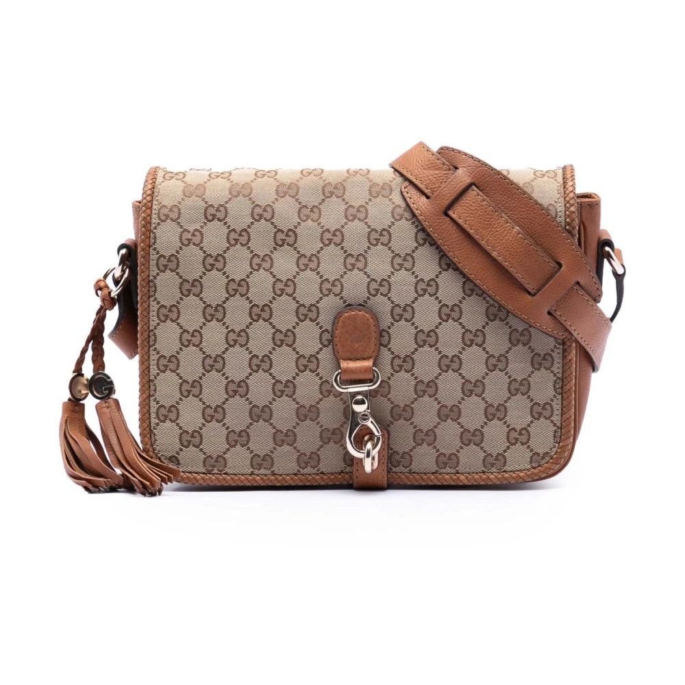 Gucci Vintage Women's Brown Vintage Cross Body Bags, One Size, Pre-Owned Tassel Detail Shoulder Bag