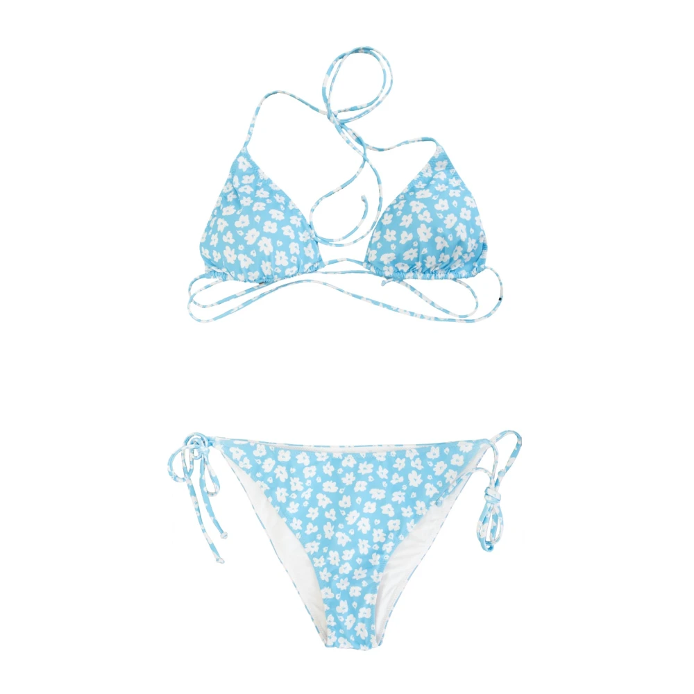 MC2 Saint Barth Bloemen Bikini Set met Striksluiting Blue Dames
