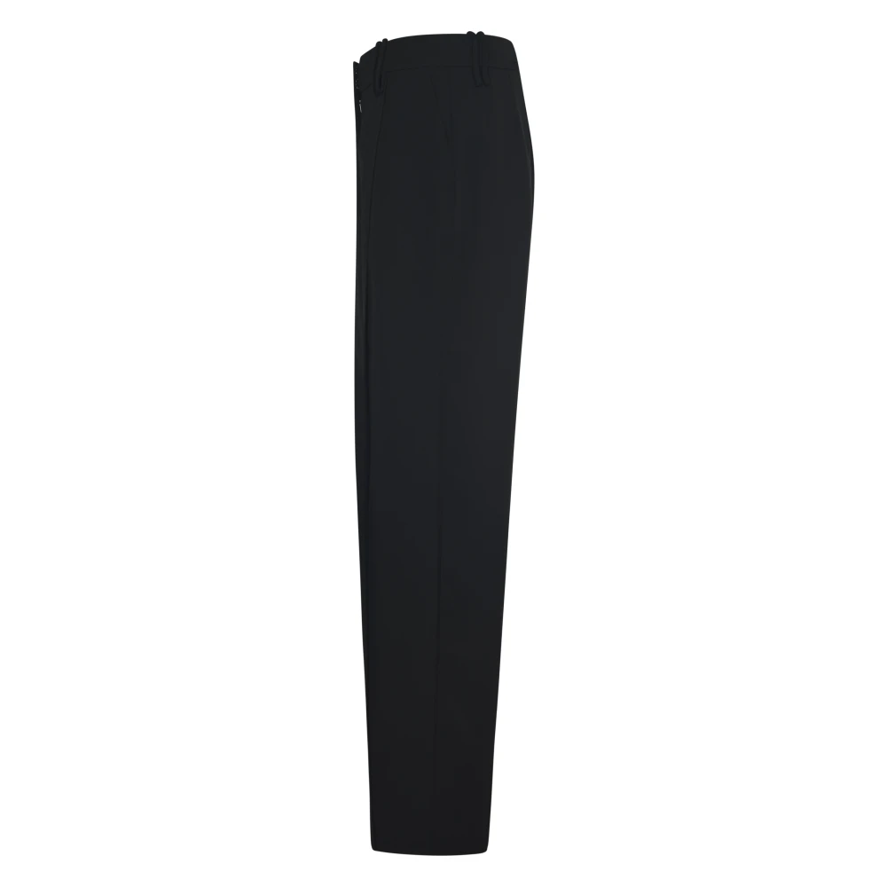 Ganni Zwarte relaxte geplooide broek Black Dames