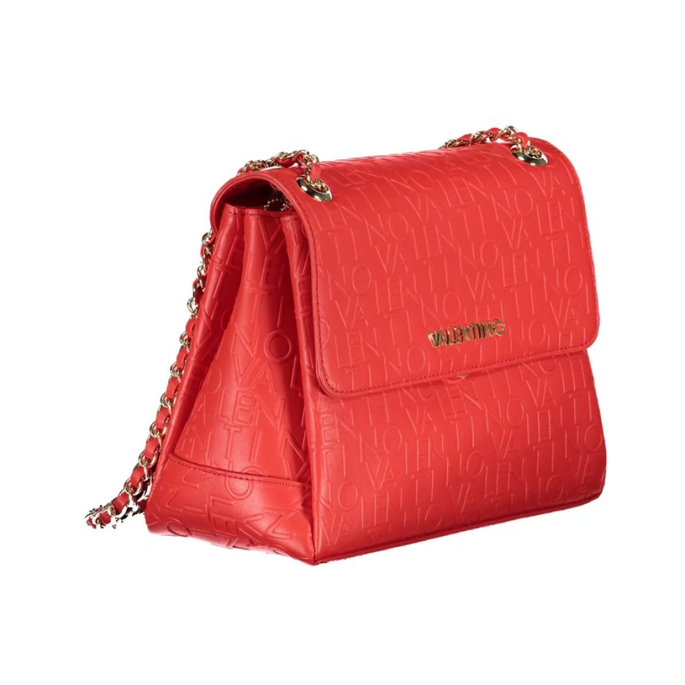 Valentino by Mario Valentino Rode polyethyleen schoudertas met kettinghandvatten Red Dames