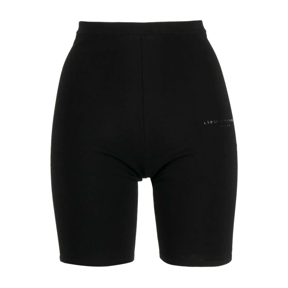 Alexander wang Elastische shorts met logo-print Black Dames