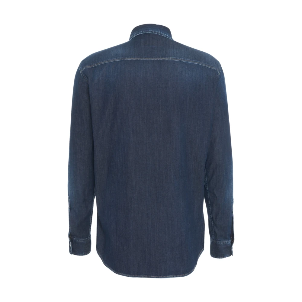 Dsquared2 Blauw Denim Overhemd Relax Dan Stijl Blue Heren