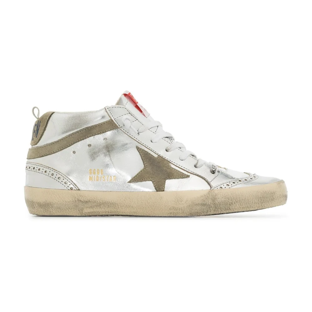 Golden Goose Mid Star Laminated Leather High-Top Sneakers Dames Schoenen Wit