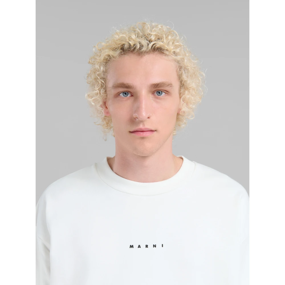 Marni katoenen sweatshirt met mini logo White Heren