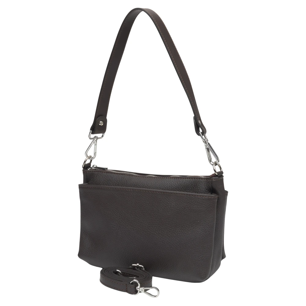 Estro Donkerbruine Crossbodytas voor dames gemaakt van Premium Italiaans Leer Brown Dames