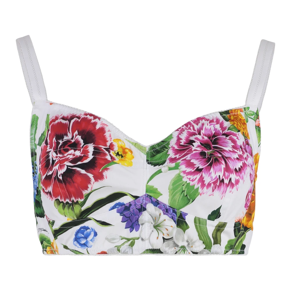 Dolce & Gabbana Sleeveless Tops, Female, M, Cotton Corset Bralette Top Multicolor