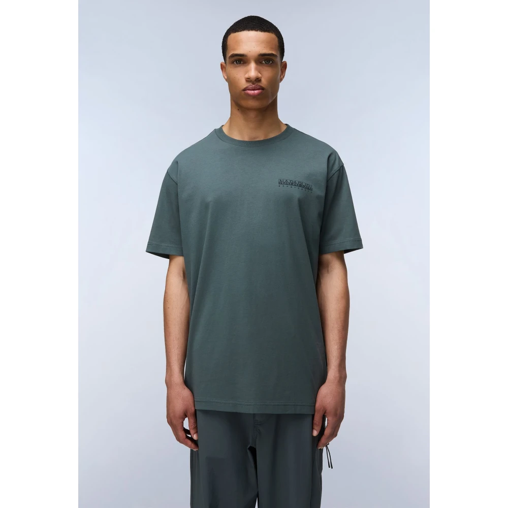 Napapijri Korte Mouw Bedrukt Katoenen T-shirt Green Heren