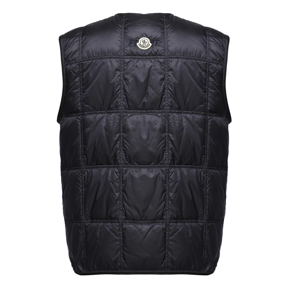 Moncler Blauwe Gewatteerde Opvouwbare Jas met Logo Blue Heren